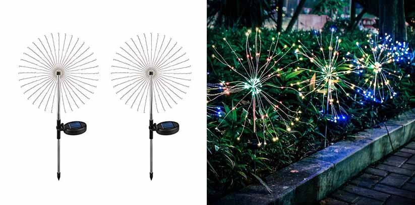Epicgadget 105 LED Multi Color Outdoor Firework Solar Garden Decorative Lights for Walkway Pathway Backyard Christmas Decoration