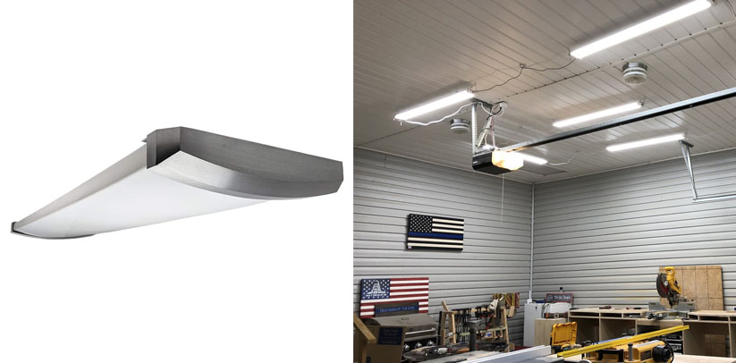 Orilis 4 Ft 4-Light 96W Premium Brushed Nickel Flush Mount Hardwired LED Ceiling Shop Lights